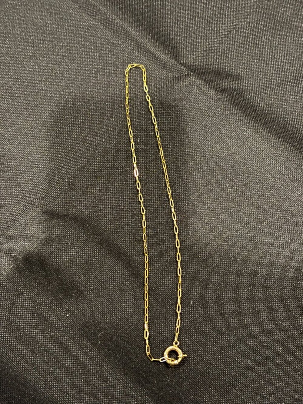 14K Solid Yellow Gold Paperclip Chain Necklace with Bolt Spring Ring Clasp 16.5" - Picture 2 of 12